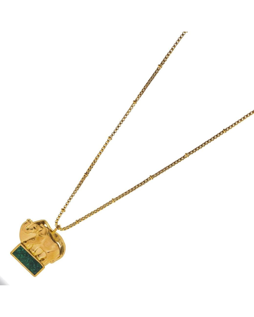 Ebru Jewelry Metallic Lucky Elephant Emerald Mosaic Pendant Necklace