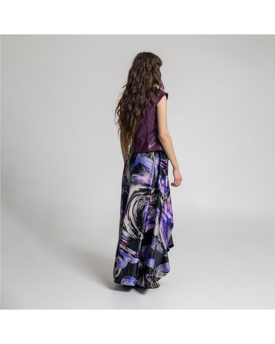 ARTISTA Blue Queeny Draped Asymmetric Maxi Skirt