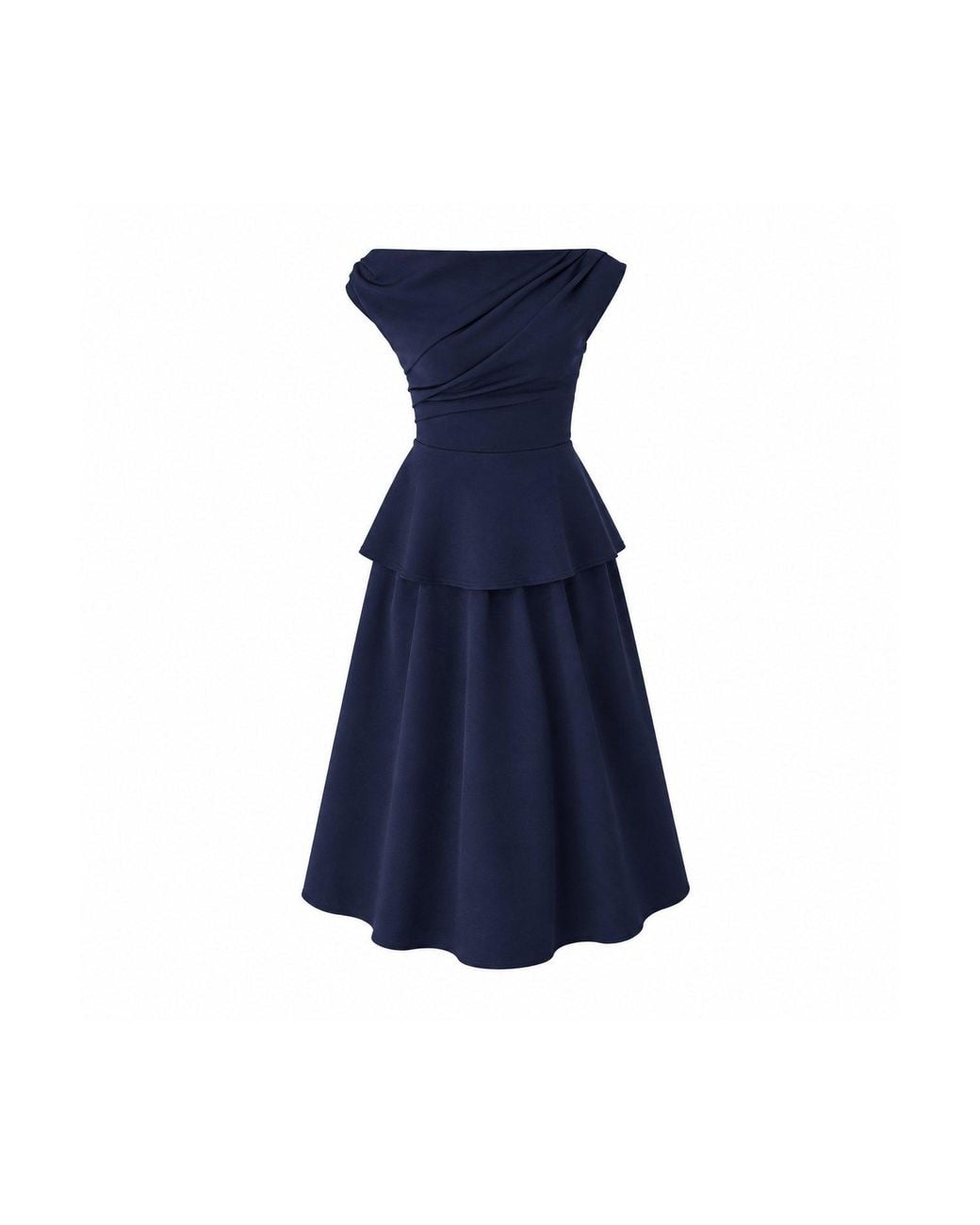 Girl In Mind Blue Connie Peplum Midi Dress