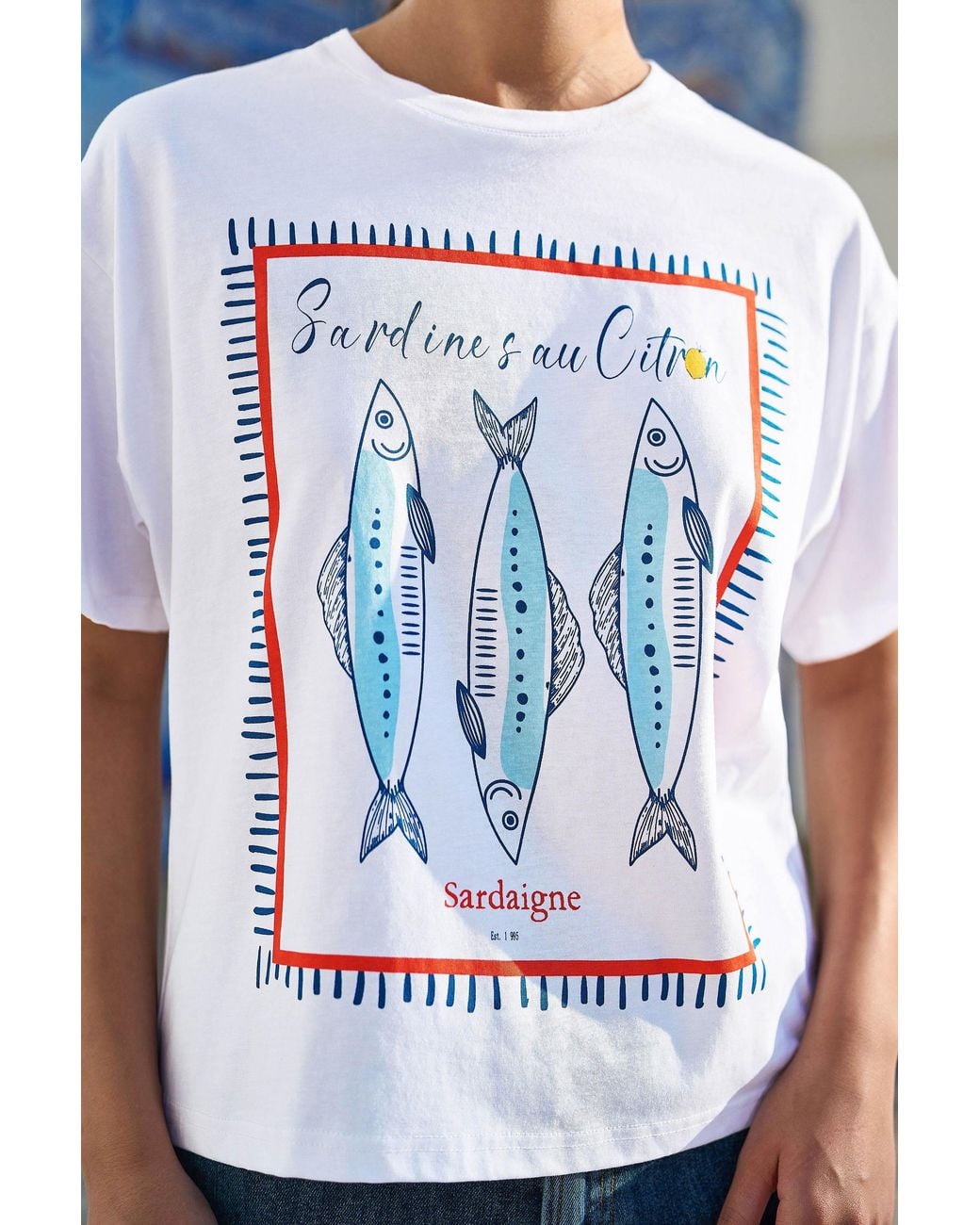 Yumi' White Cotton Summer Motif T-Shirt