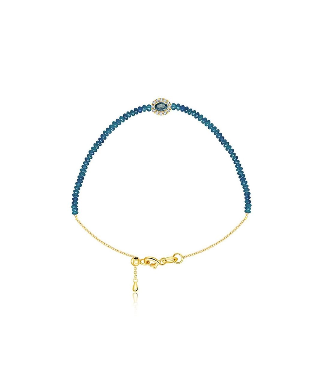 Genevieve Collection Blue 18K Sapphire Bead Bracelet
