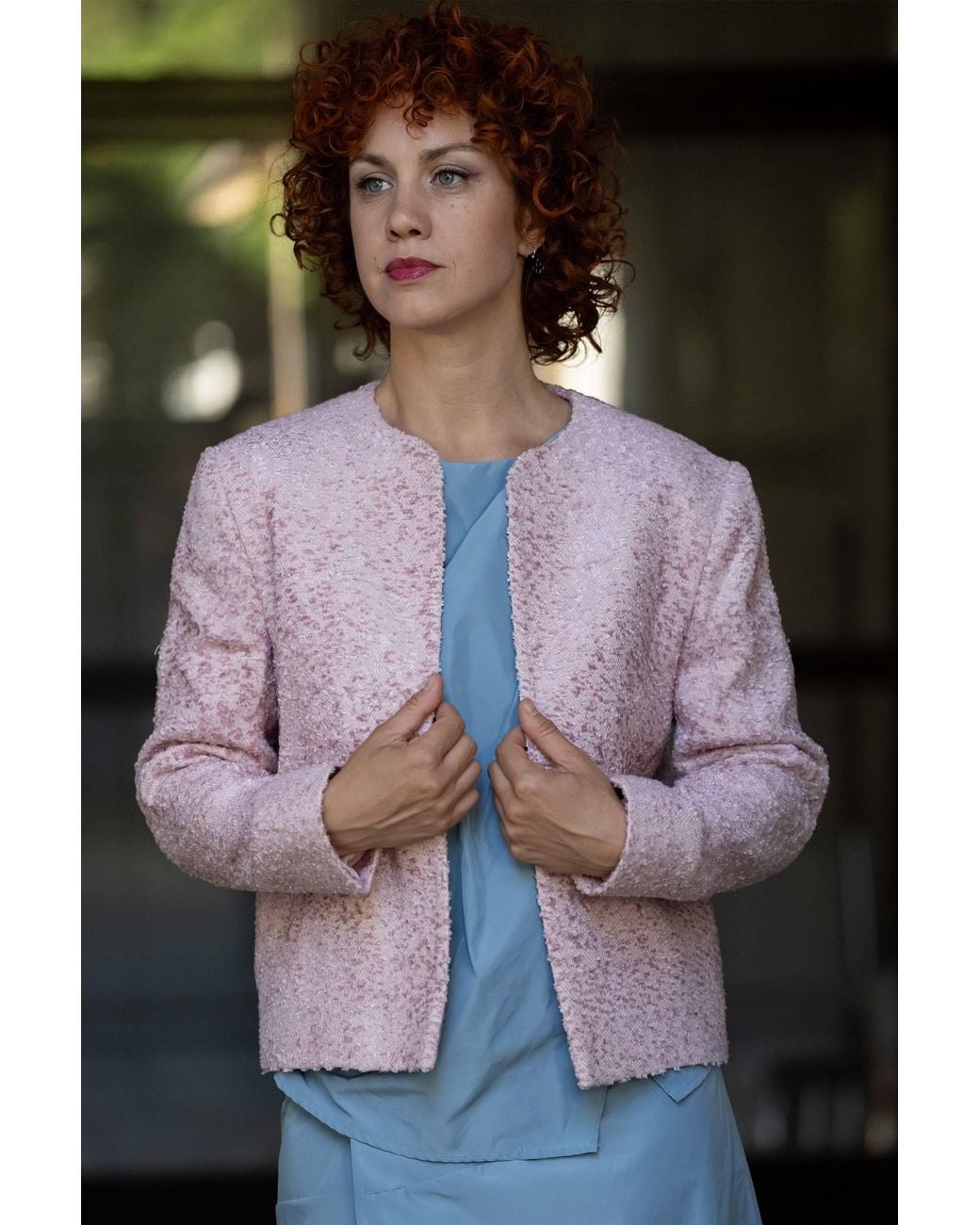 Stovaria Purple Pastel Handwoven Moss Texture Wool-Linen Jacket