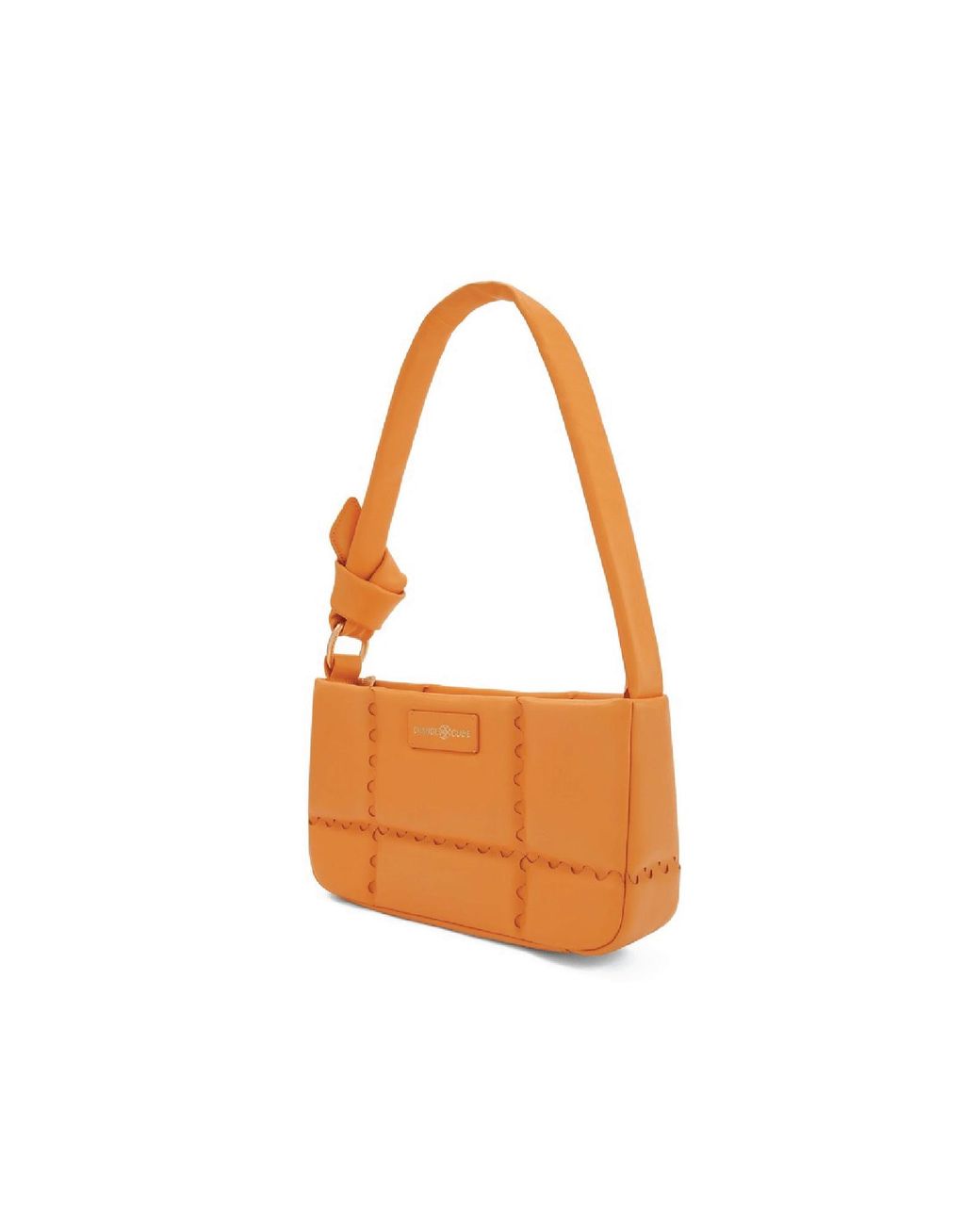 Orange Cube White Square Stitch Cushion Shoulder Bag