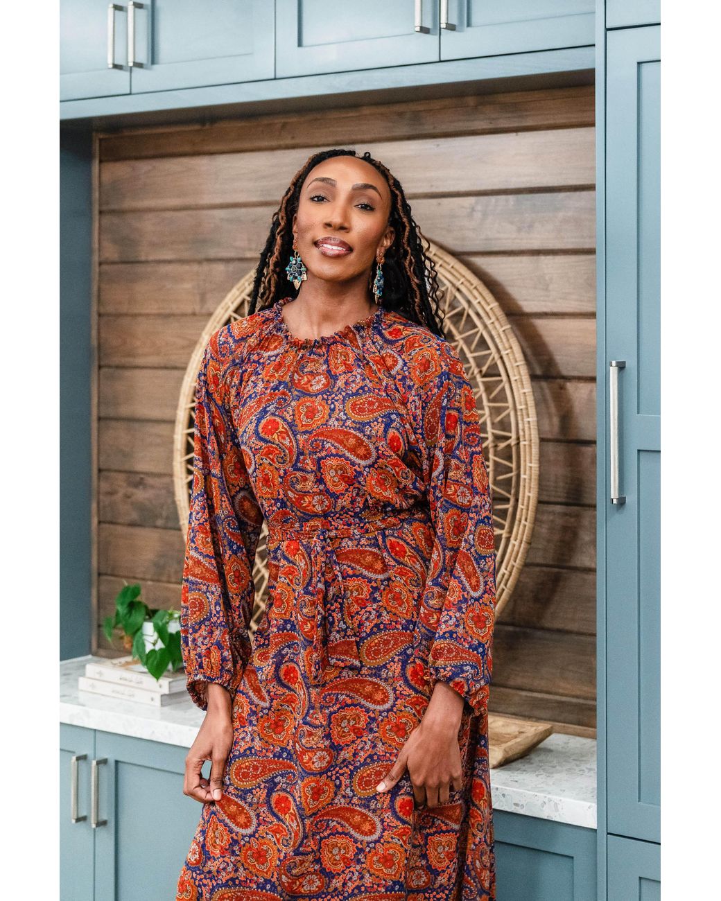 Jennafer Grace Red Sienna Paisley Midi Dress