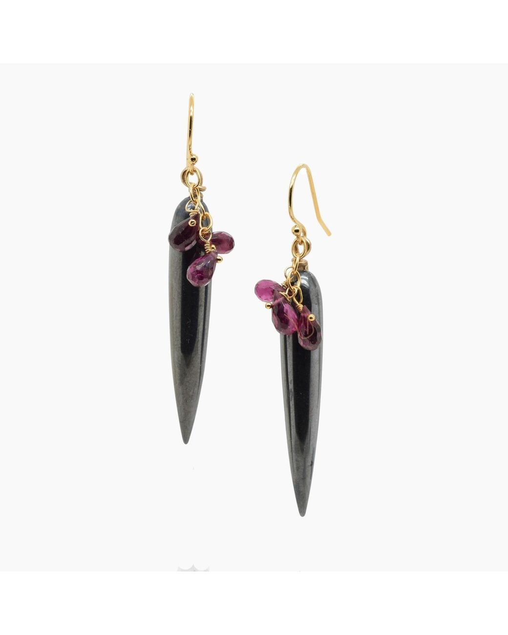 Lori Kaplan Design Black Hematite And Garnet Earrings