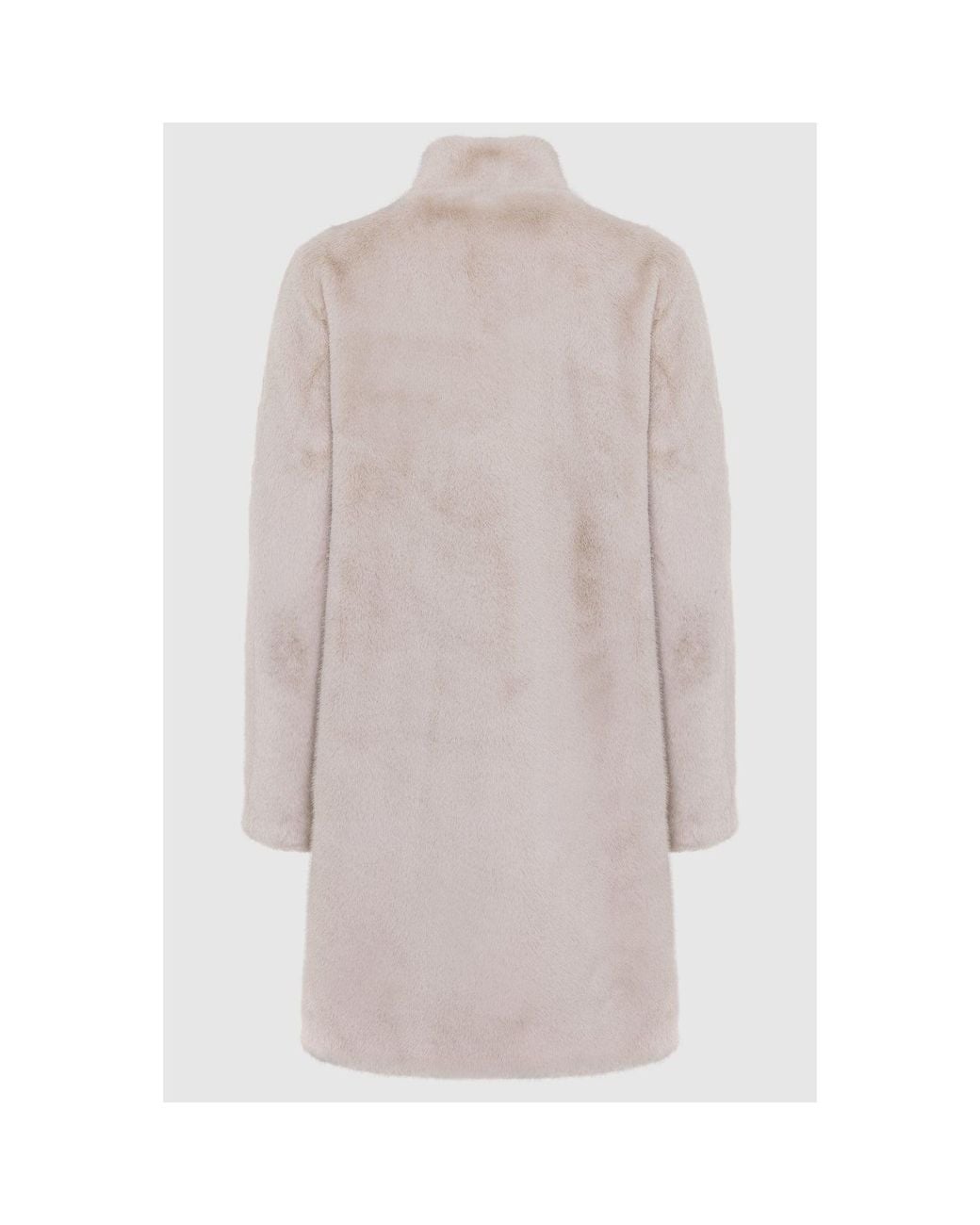 ISSY LONDON Gray Neutrals Margot Funnel Neck Faux Fur Coat Oatmeal