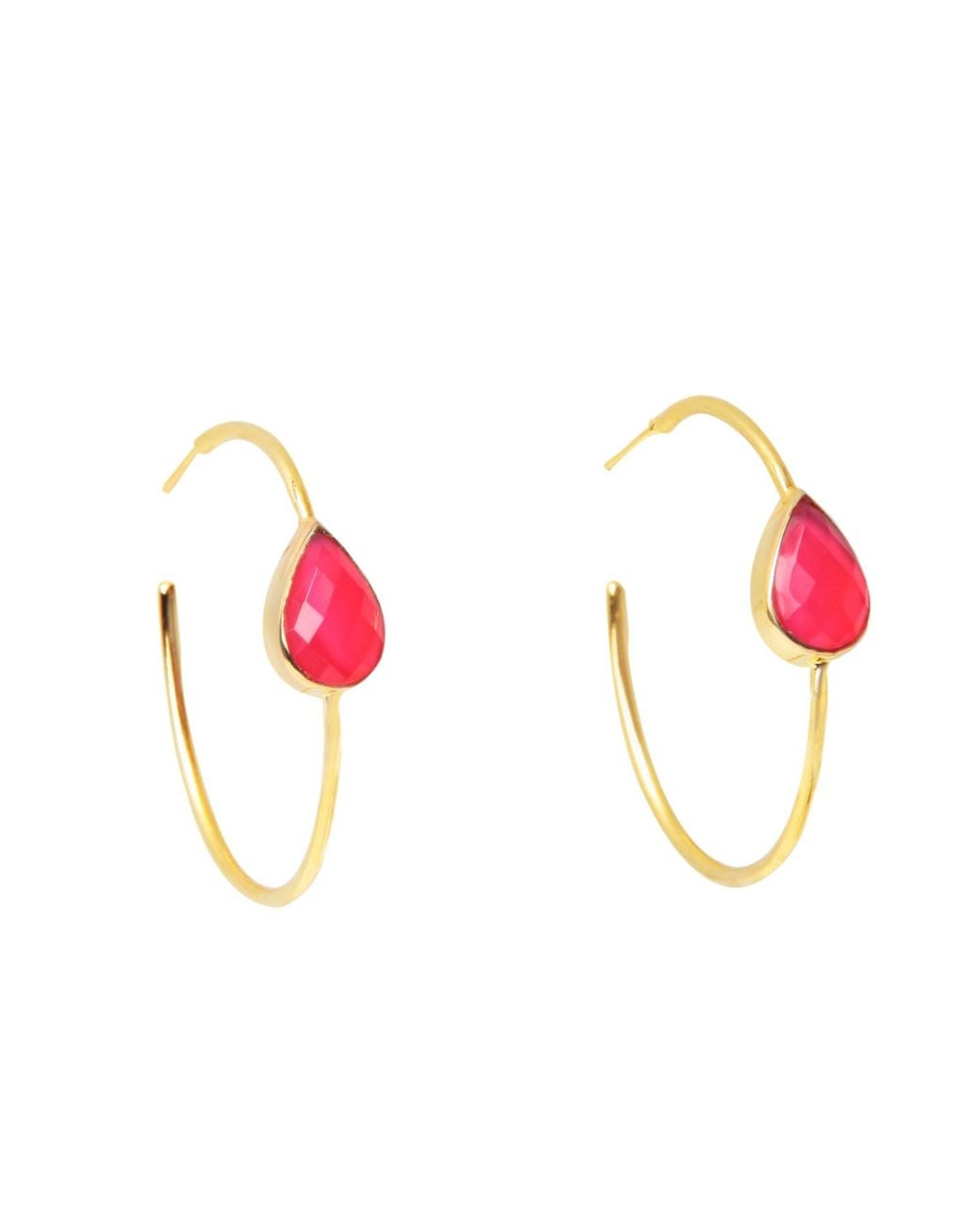 YAA YAA LONDON Pink Spring Life Hot Gemstone Hoop Earrings