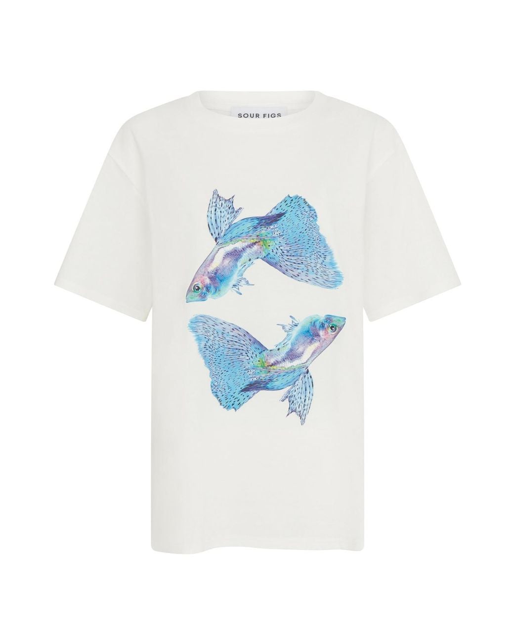 Sour Figs Blue Betta Fish Duo Print T-Shirt