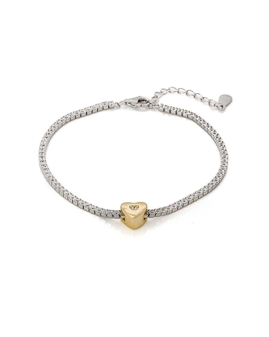 Ebru Jewelry Metallic Heart Diamond Tennis Bracelet