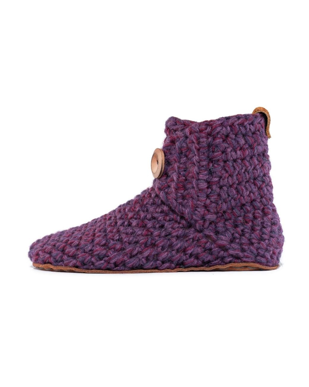 Kingdom of Wow Purple Artisan Made Boot Wool Slippers For