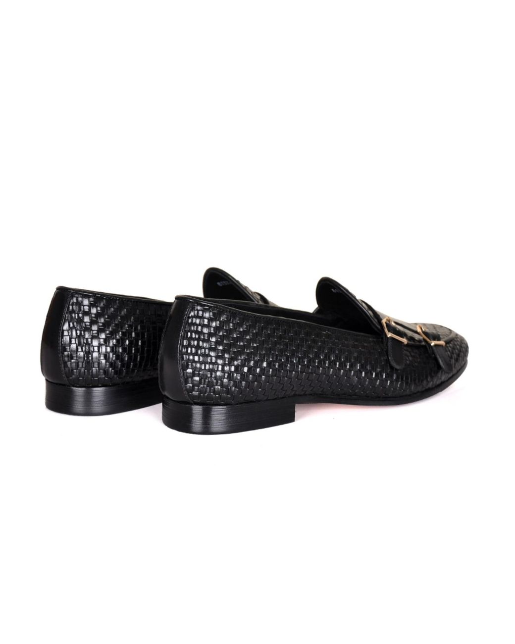 DAVID WEJ Black Lorenzo Woven Monk Strap Loafers for men