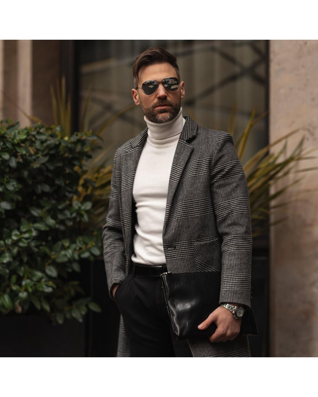 Time Resistance Black Leather Clutch Purse for men