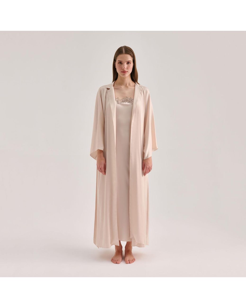 Avenue 8 Natural Silk Maxi Collar Robe