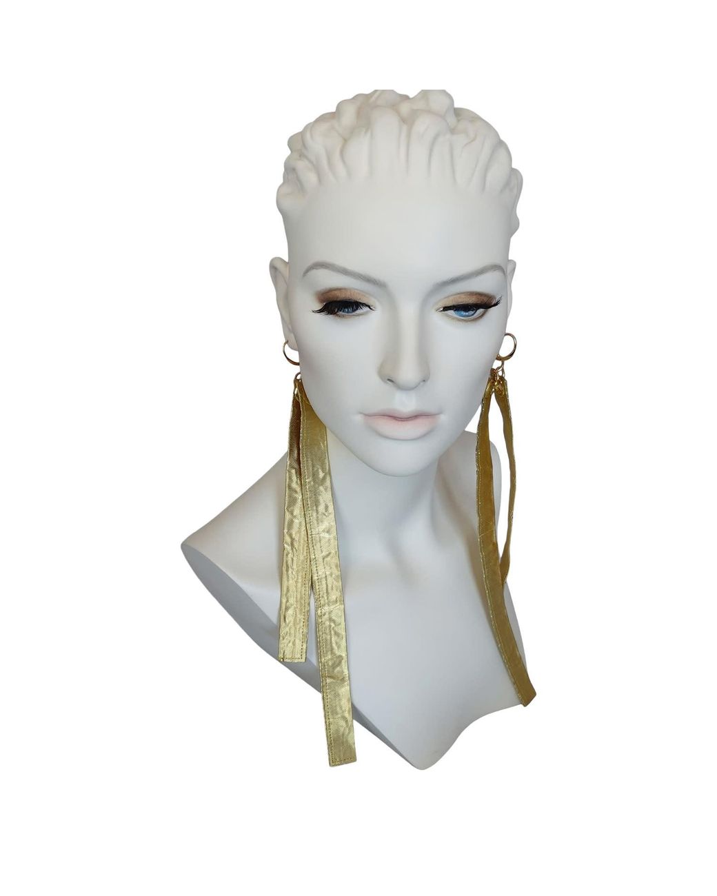 Romer Millinery Green Metallic Silk Bar Earings