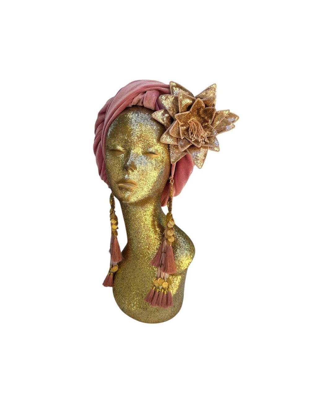 Julia Clancey Red Cha Cha Cha Boom Dusky Dream Velour Turban