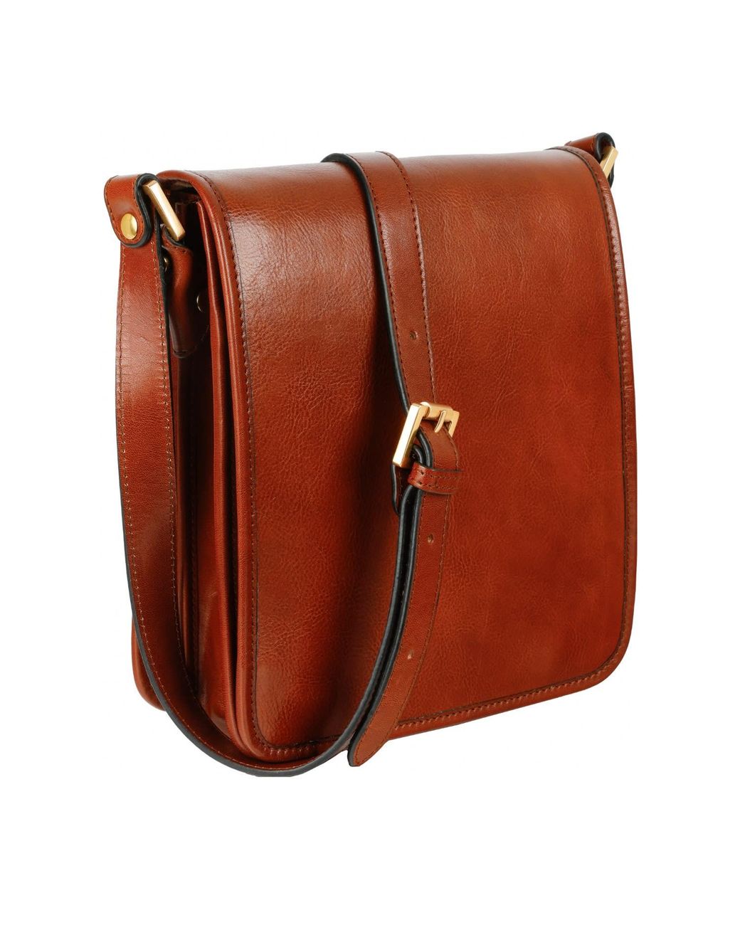 Time Resistance Brown Small Leather Messenger Bag for men