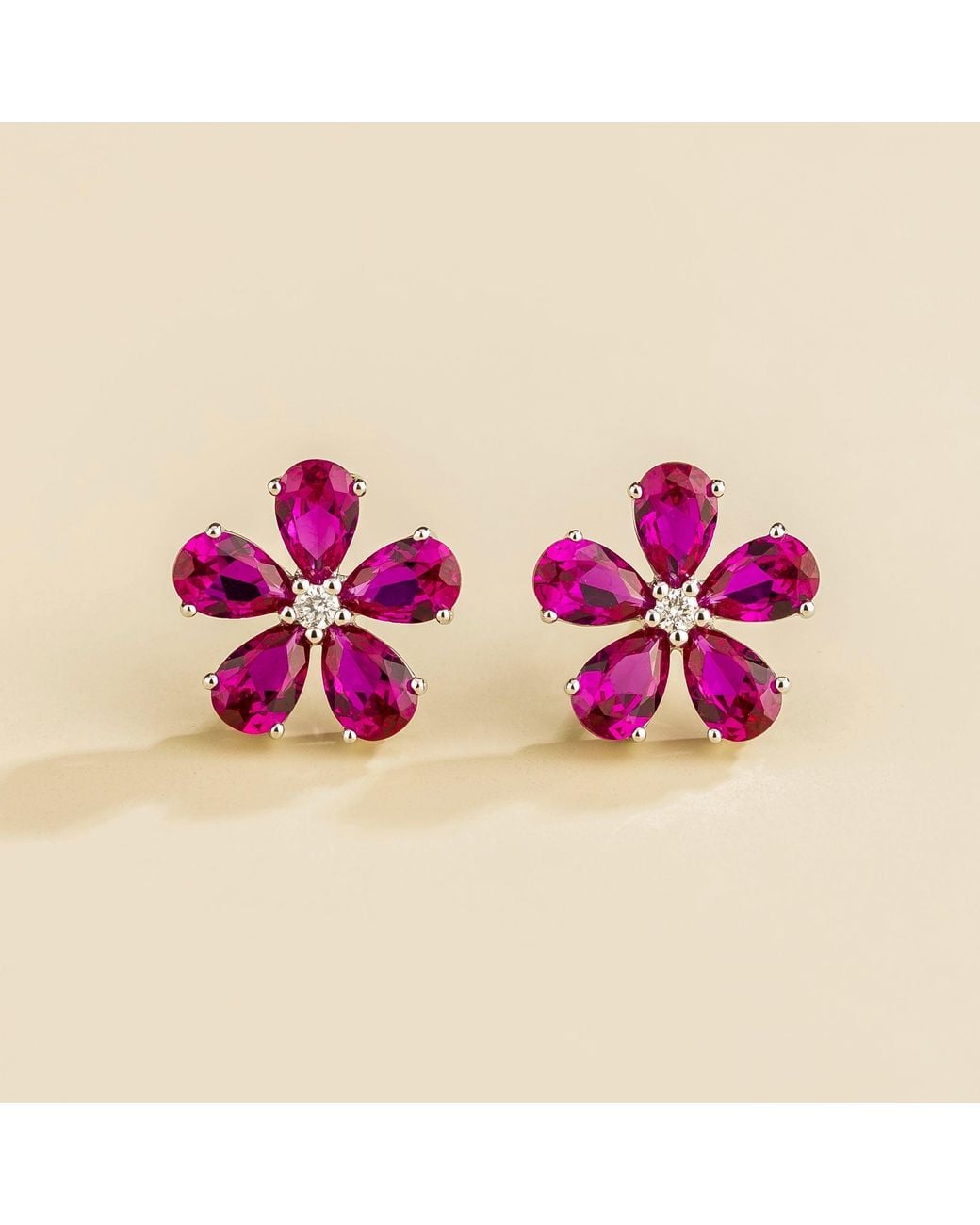 Juvetti Pink Florea Earrings Sapphire & Diamond