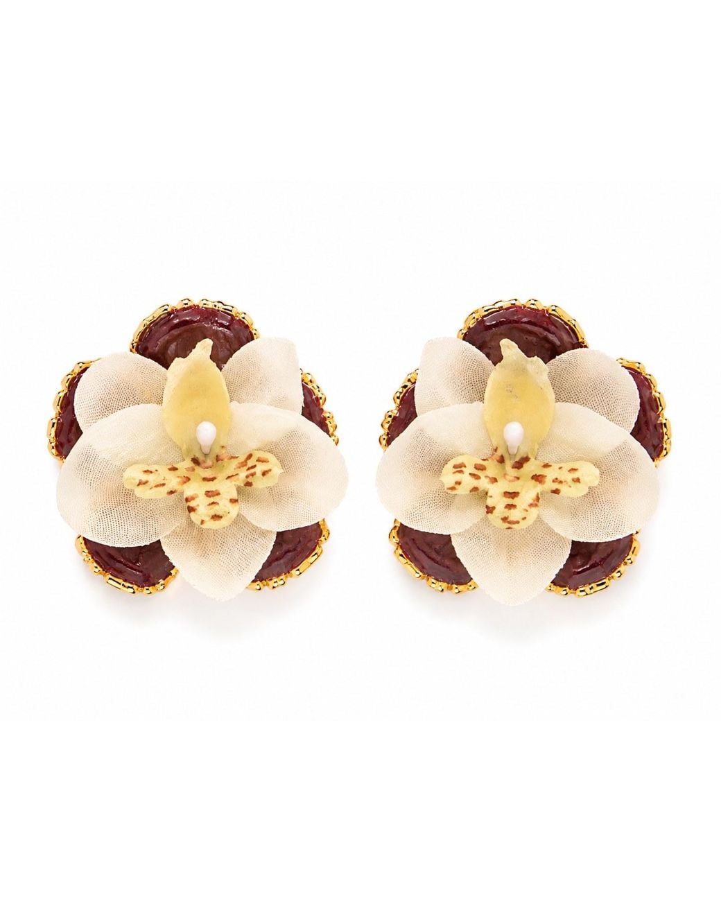 The Pink Reef Metallic Kleo Orchid Stud