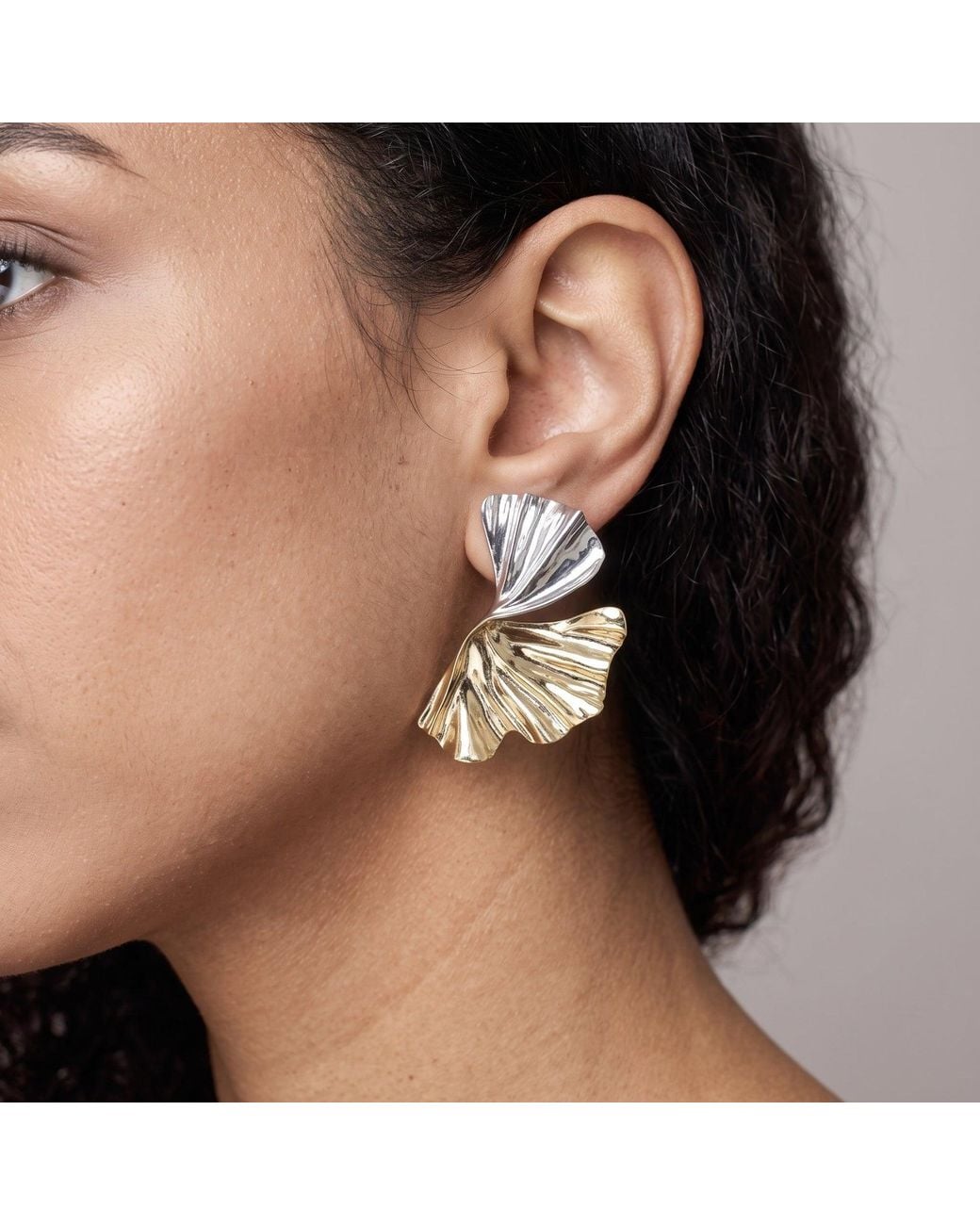 Uchi and Soto Metallic Kin Mixed Metals Sculptural Statement Earrings