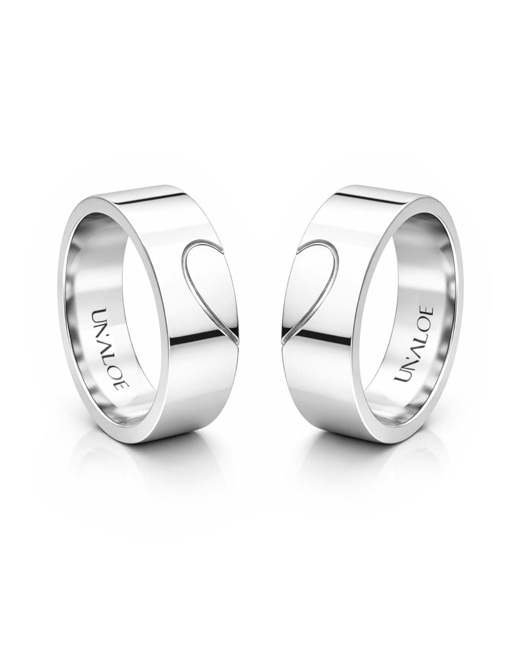 Unaloe White Couple Heart Band Rings for men