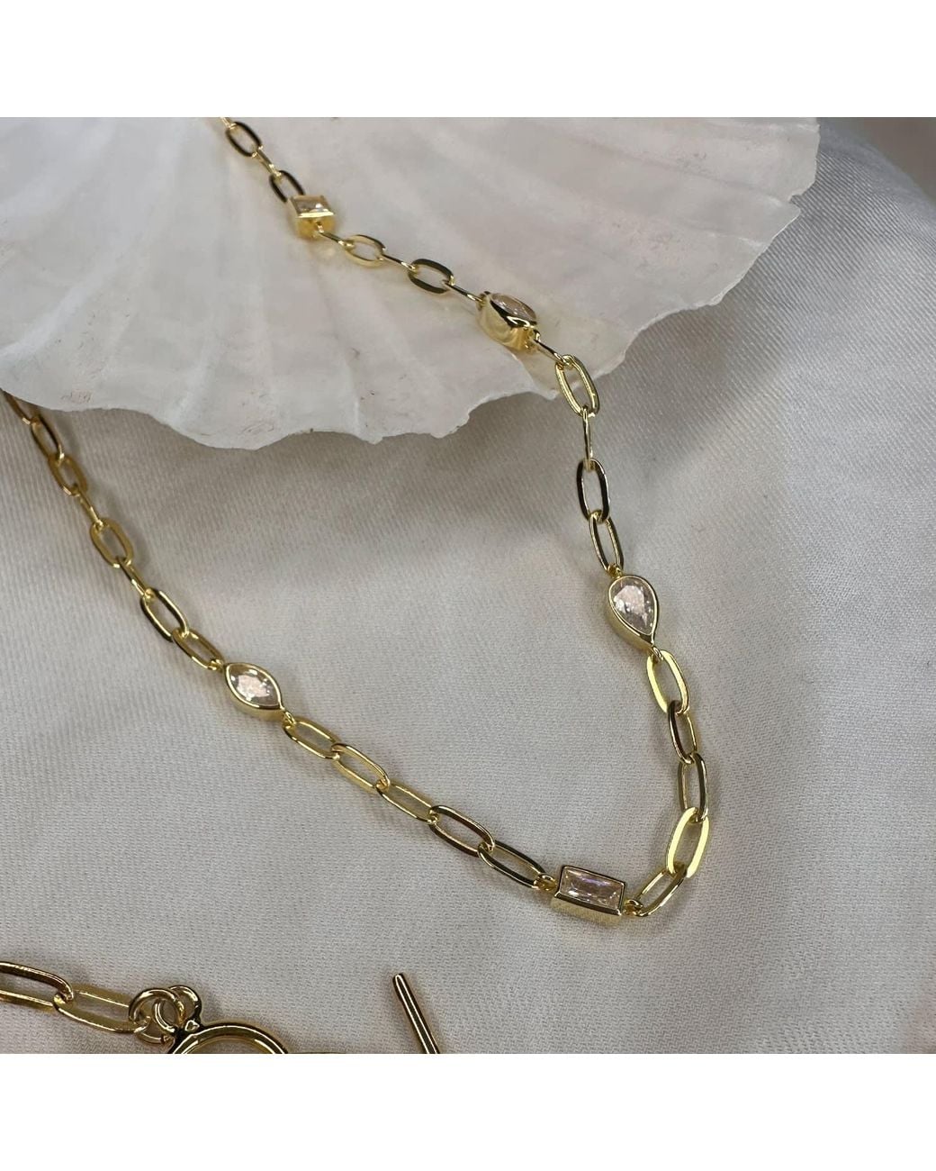 Clemence Wren Metallic Asymmetric Gemstone Necklace