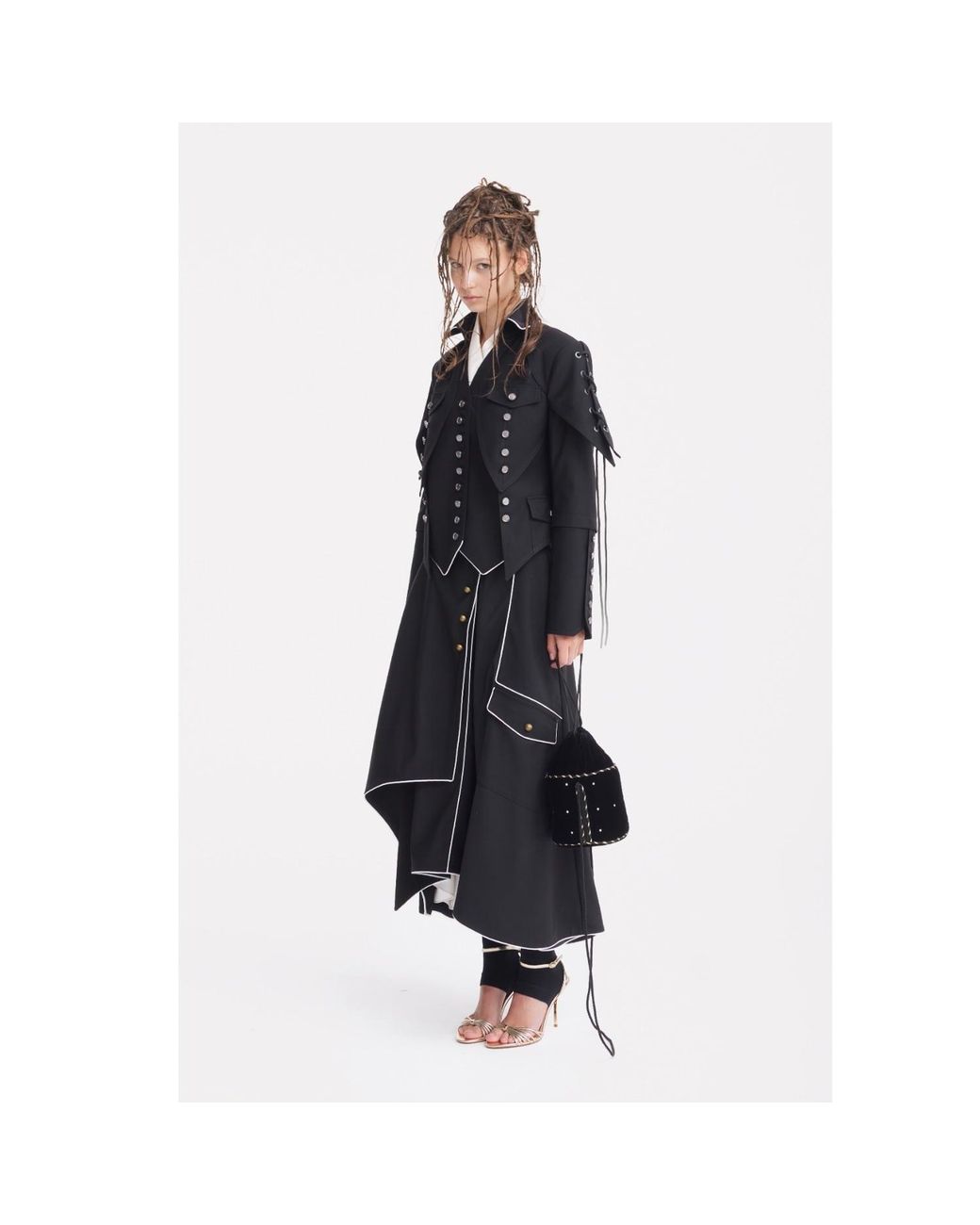 Julia Allert Black Designer Lace-Up Cropped Utility Jacket –
