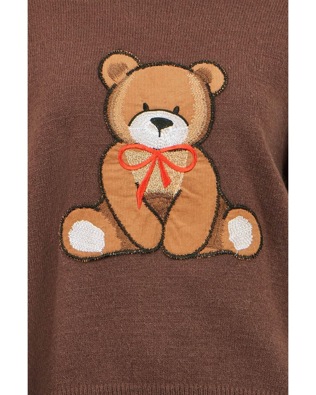 Yumi' Brown Teddy Bear Relaxed Jumper