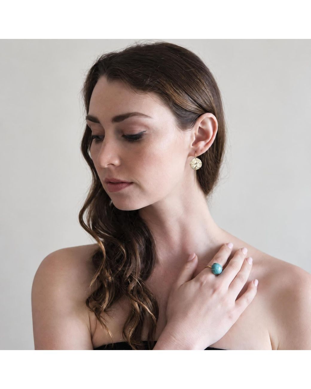 Heather Hawkins Jewelry White Hammered Coin Threader Earrings Fifteen Millimeters