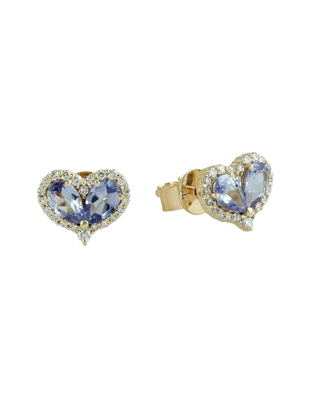 Artisan Blue 14K Heart Tanzanite & Diamond Halo Stud Earrings