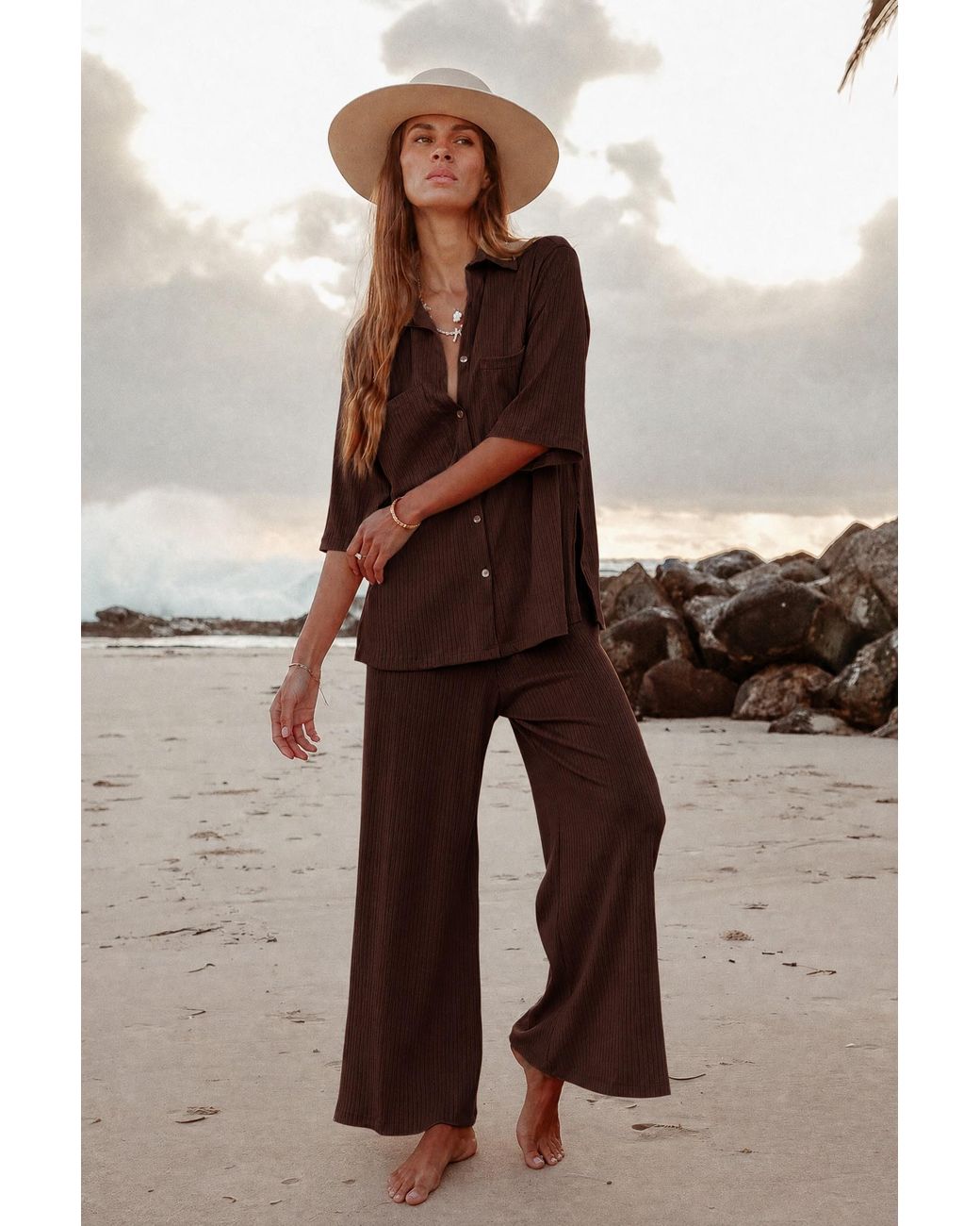 Palm Collective Brown Luxe Knit Pants