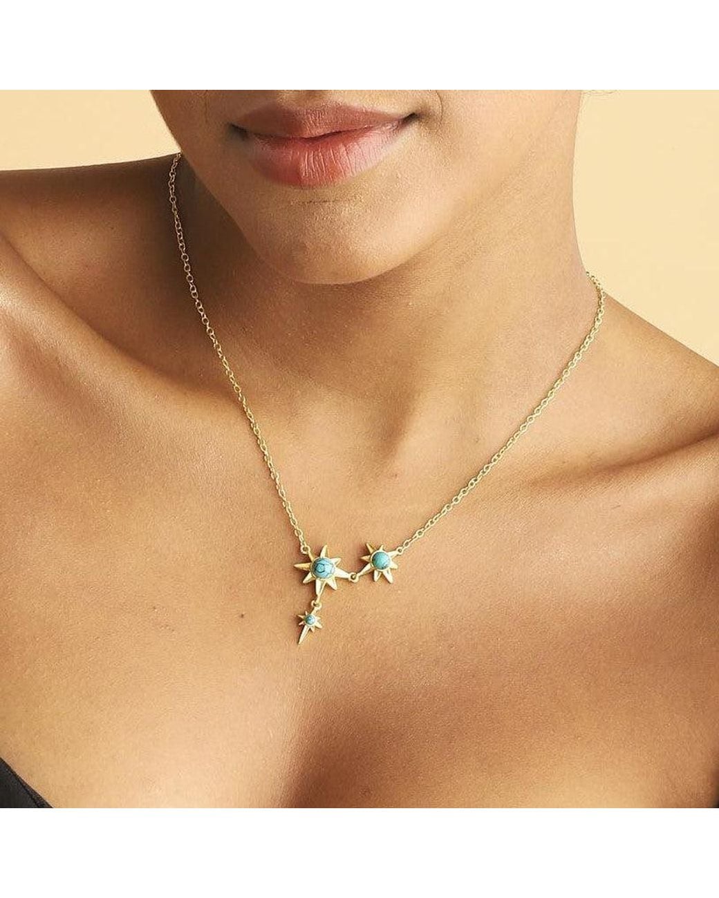 Lila Rasa Metallic Celestial North Star Necklace Gemstone