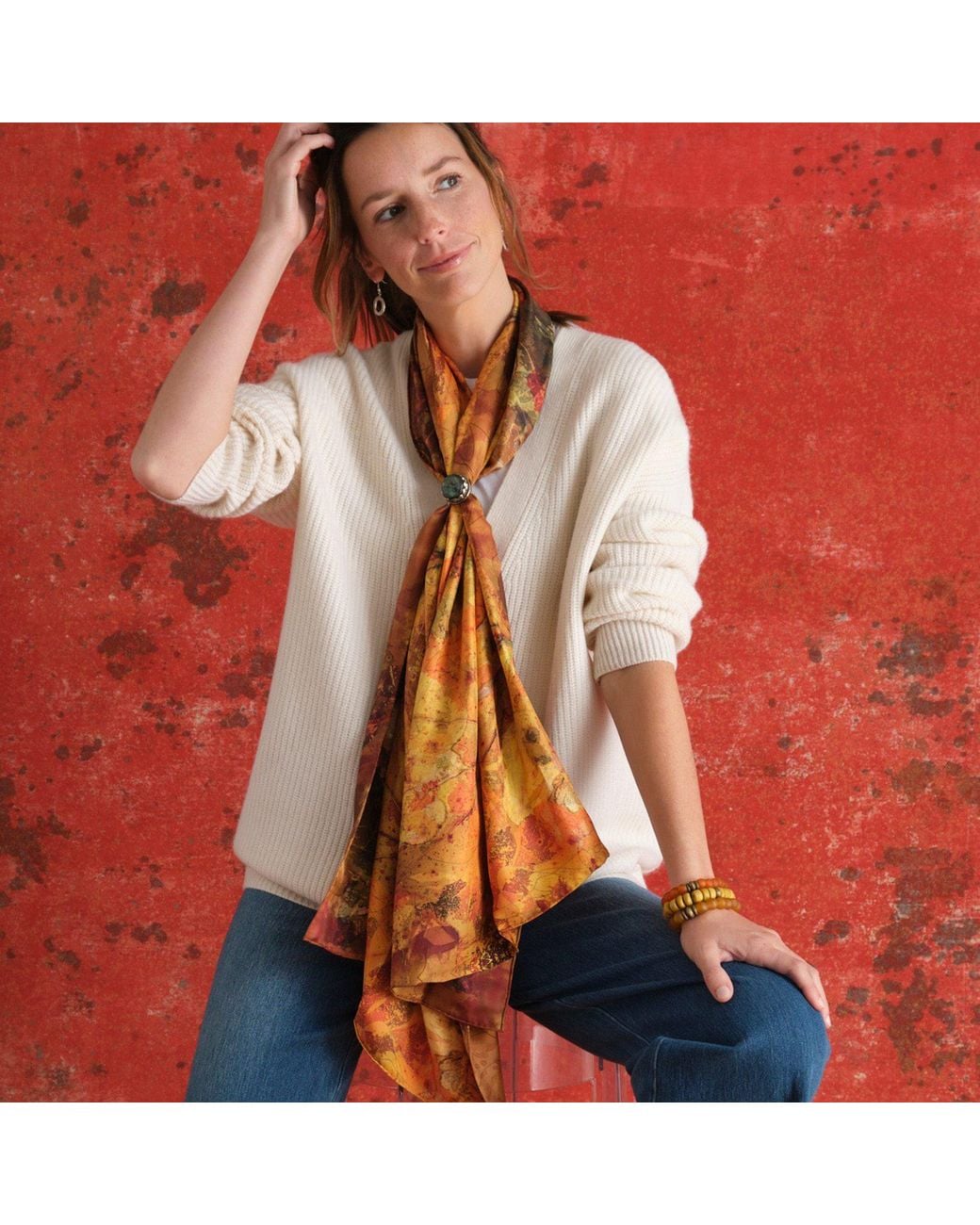 Richard Stone Studio Orange Vesper Silk Scarf