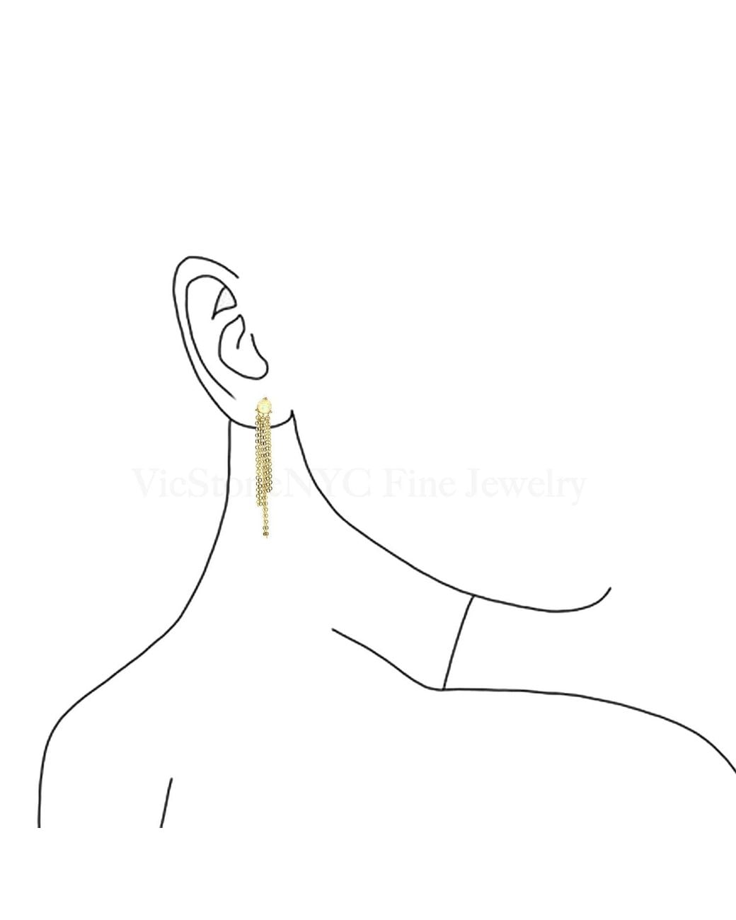 VicStoneNYC Fine Jewelry Metallic Beautiful Opal Chain Dangle Earrings