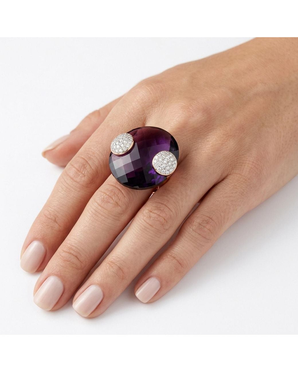 Artisan Purple 18K Amethyst & Diamond Statement Ring