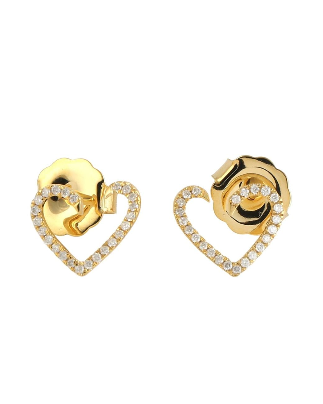 Artisan Metallic 14K Diamond Open Heart Stud Earrings