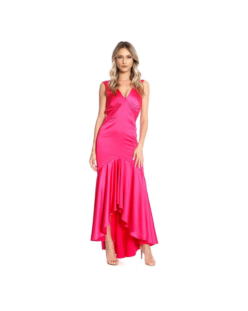 ROSERRY Pink Tango Maxi Satin Dress