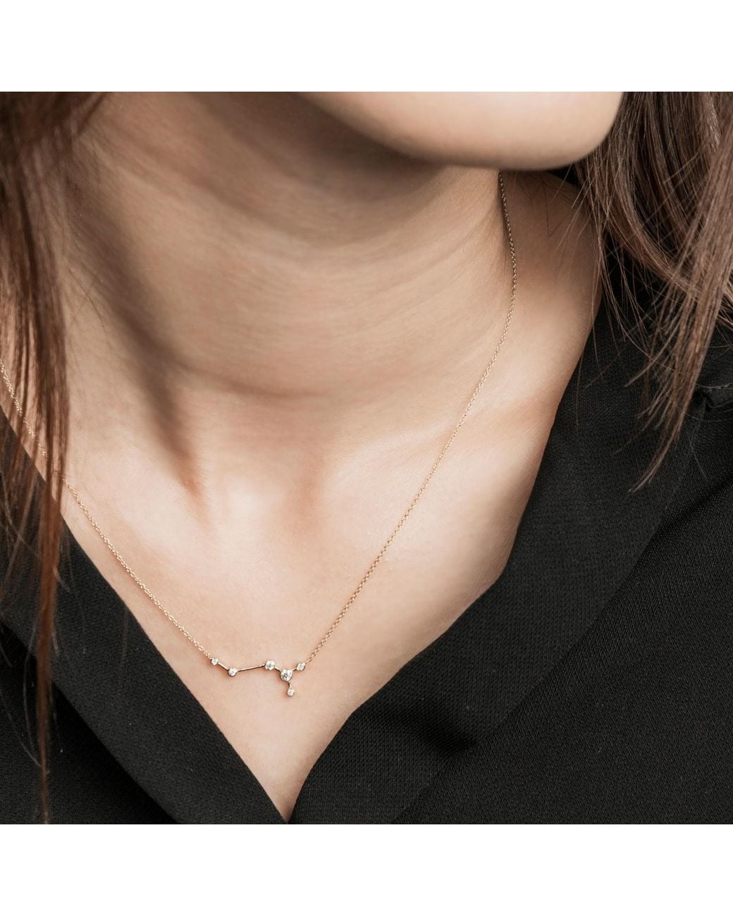 Genevieve Collection Metallic Scorpio Zodiac Constellation Necklace 18K & Diamond