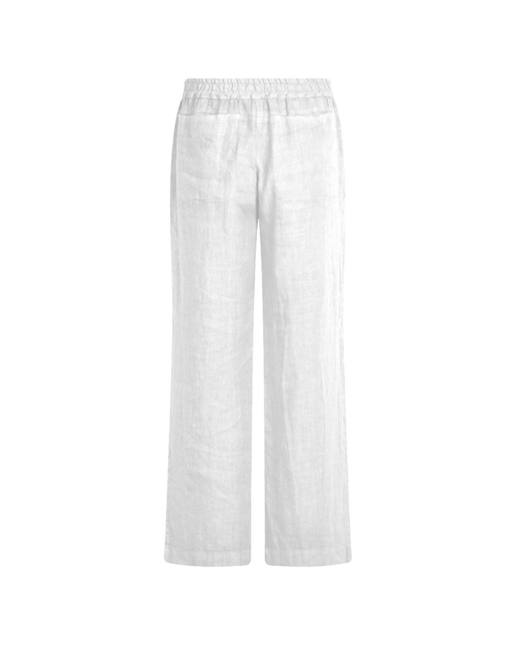 Haris Cotton White Solid Wide Leg Linen Pants