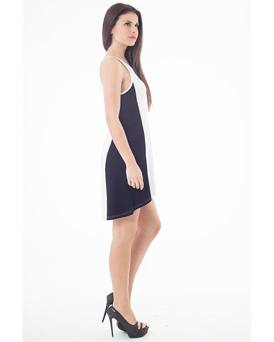 Conquista White Two Tone Mullet Cut Dress