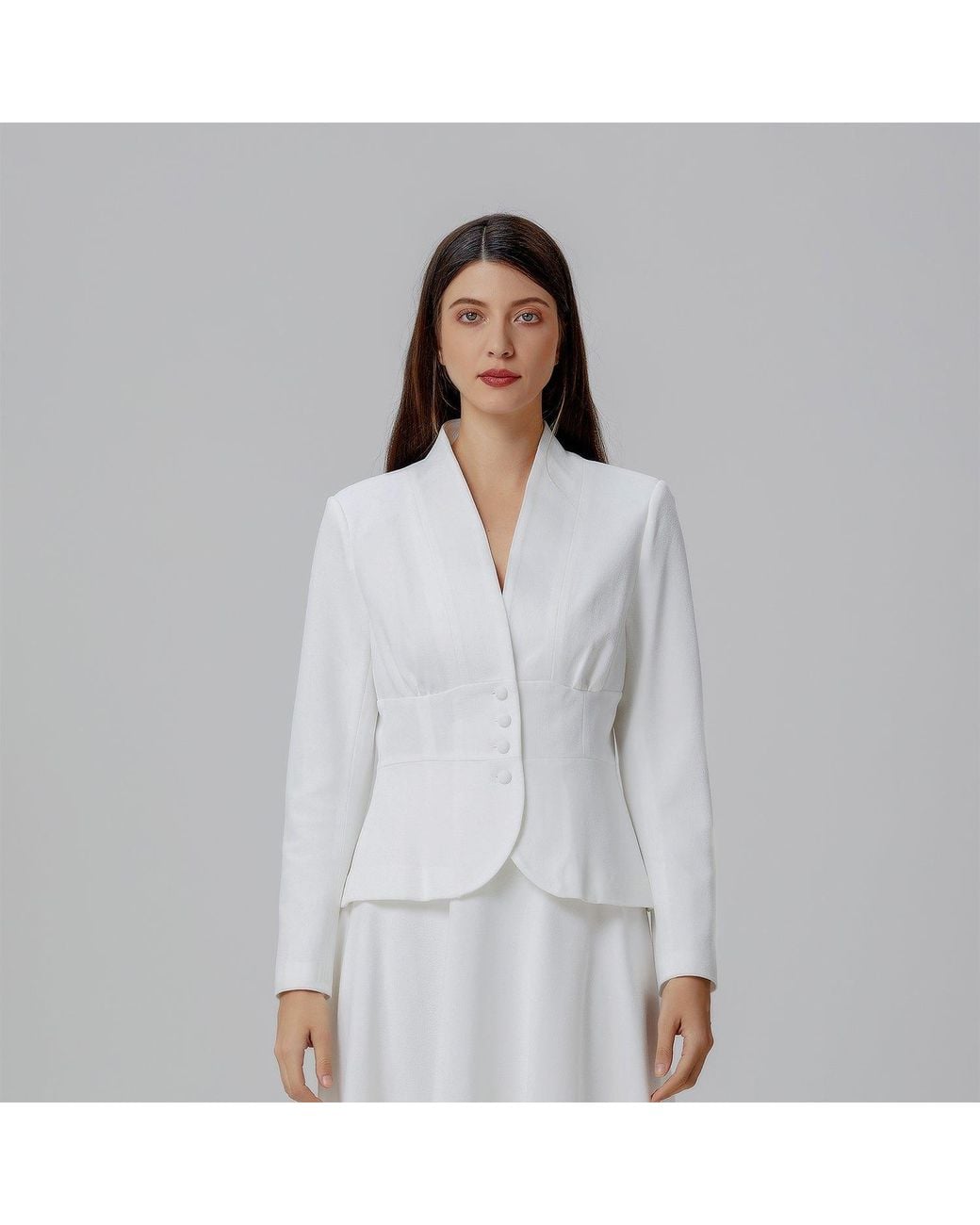Smart and Joy Gray Fitted And Flared Jacket