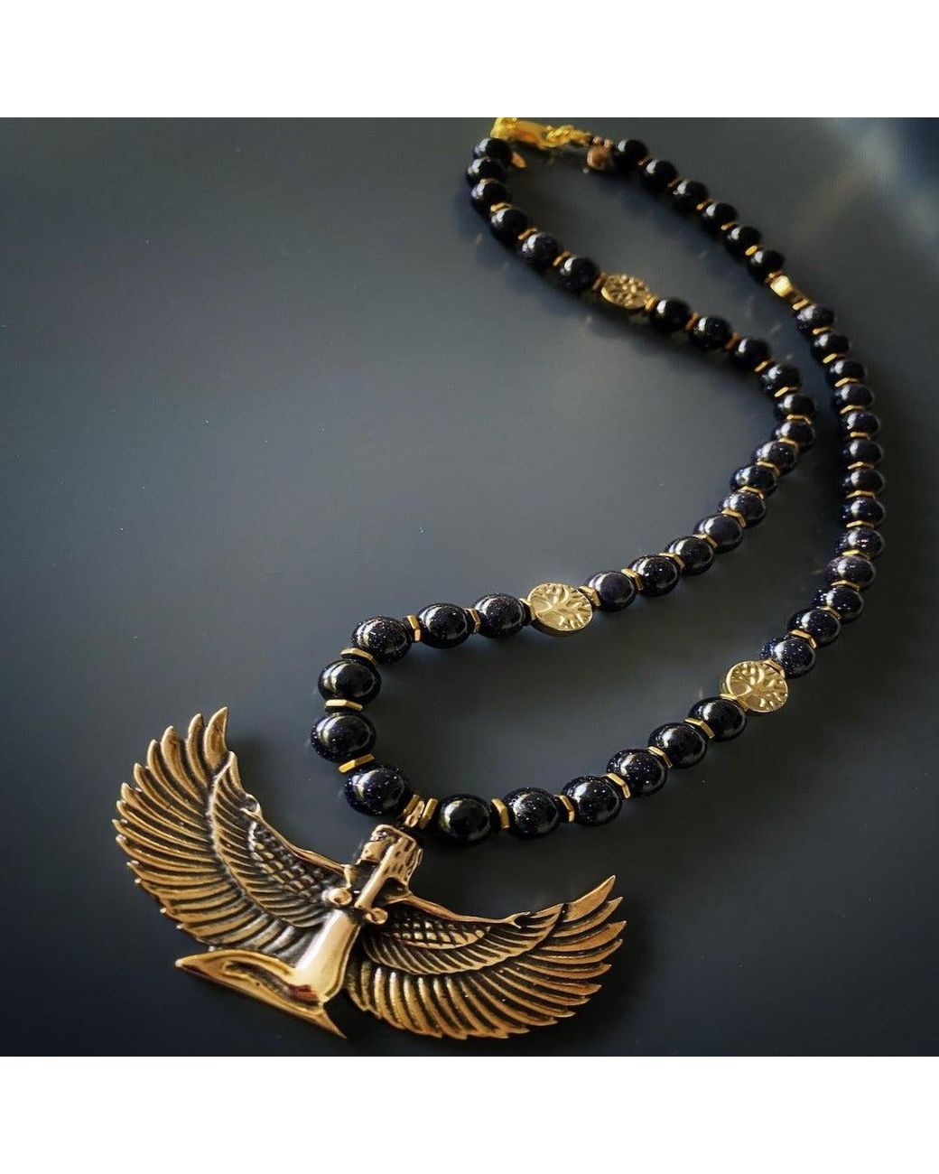 Ebru Jewelry Metallic Egyptian Goddess Isis Necklace