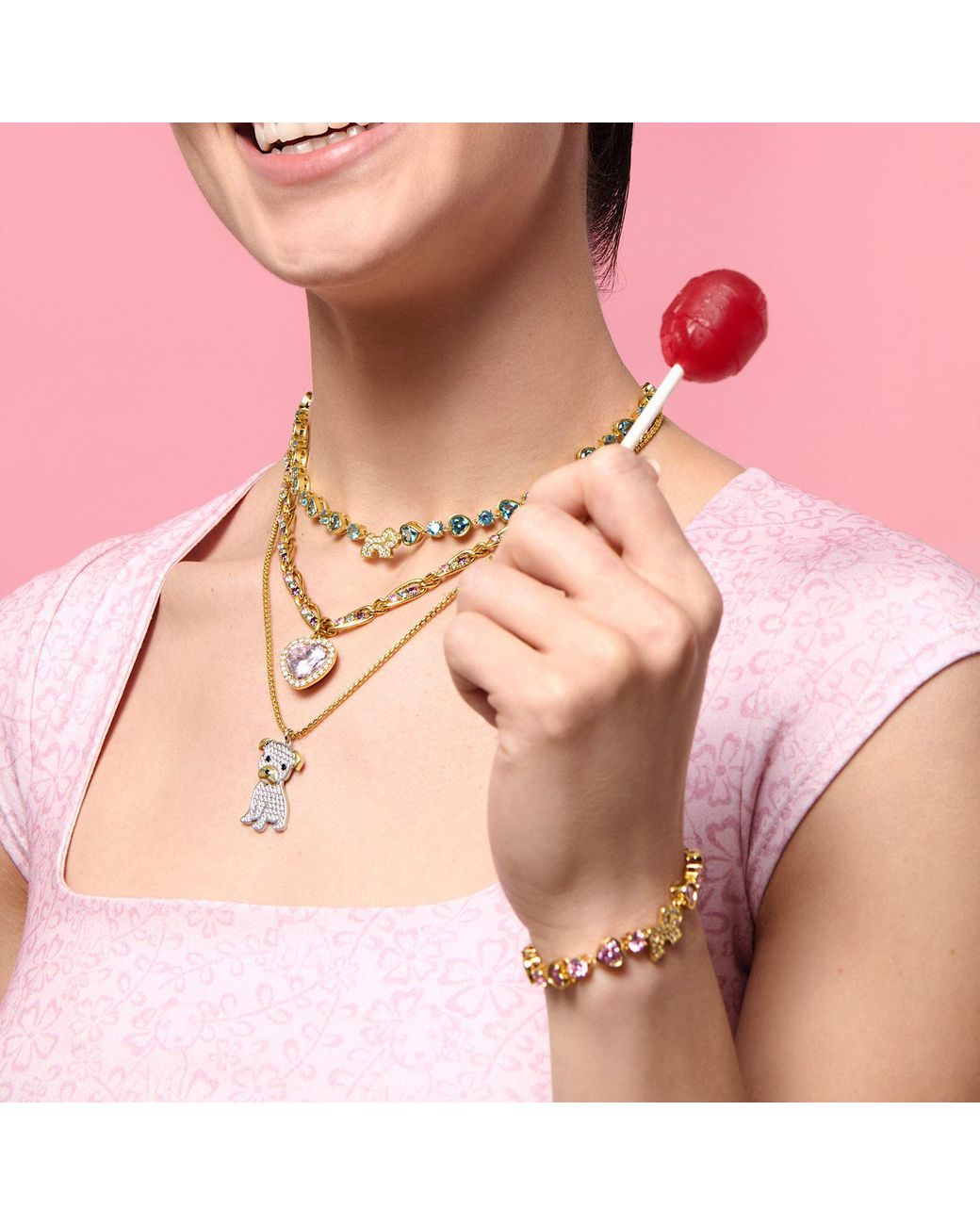Cloud Haven Metallic Heart Crystal Logo Bracelet