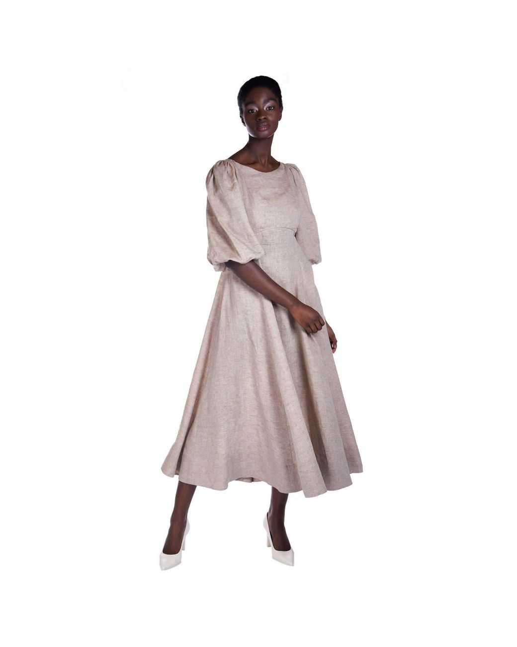 Sofia Tsereteli Brown Linen Dress