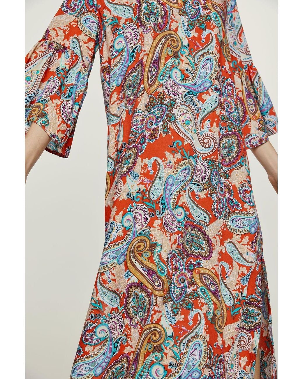 Conquista Red Paisley Kaftan Style Dress