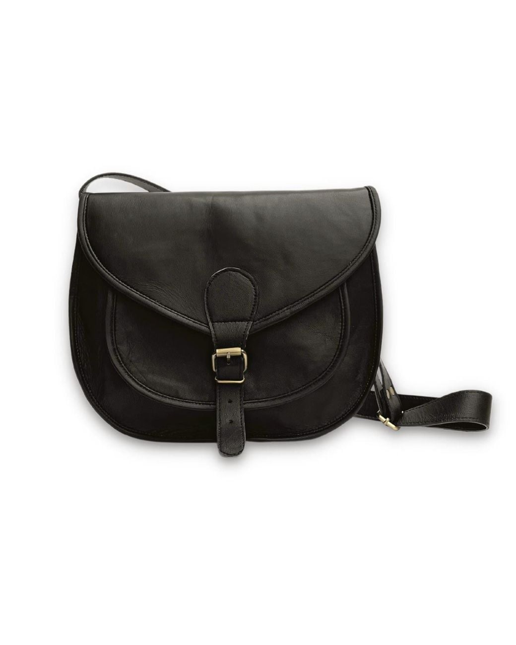 VIDA VIDA Black Leather Saddle Bag-Large