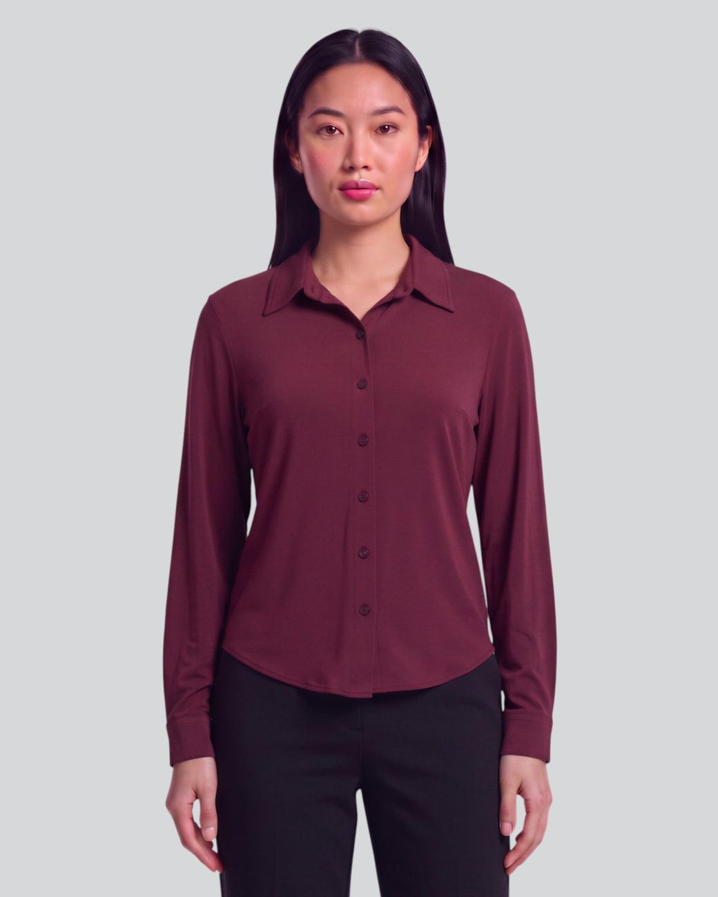 Lords of Harlech Purple Stephanie Port Lyocell Stretch Long-Sleeve Shirt
