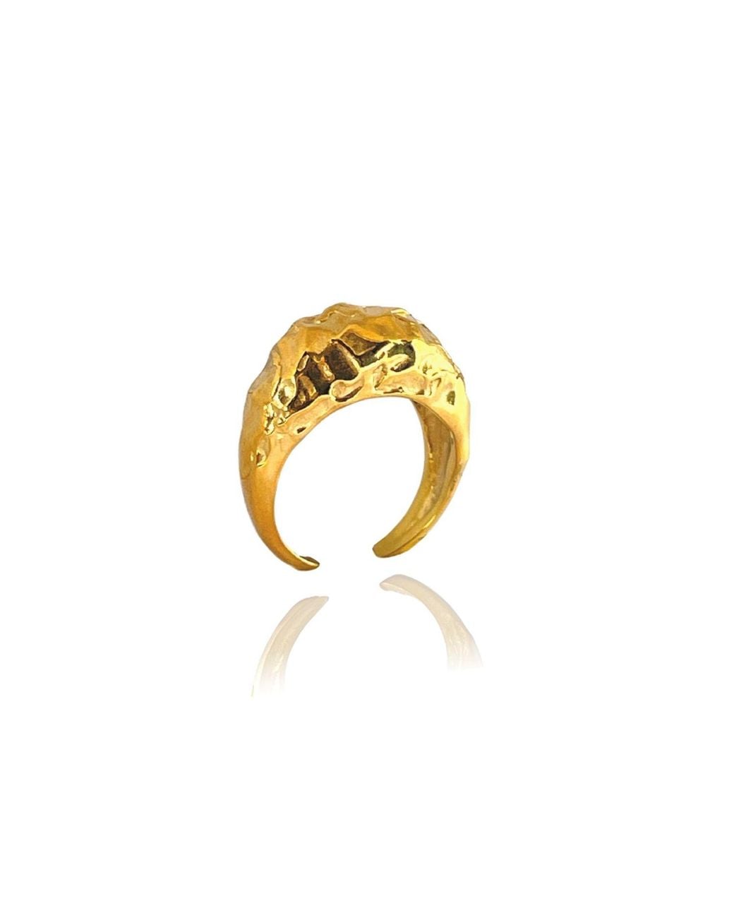 LINYA JEWELLERY Metallic Pary Amorphous Shiny Oval Ring