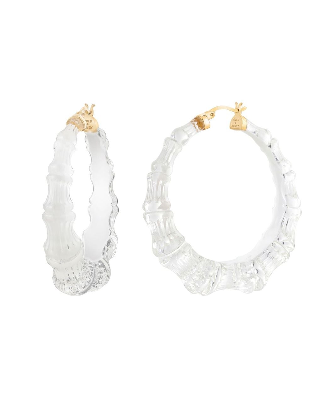 Gold & Honey White Bamboo Illusion Hoop Earrings