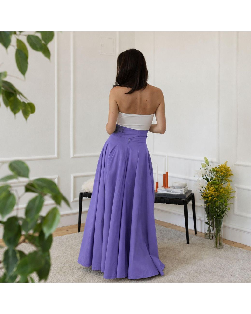 Nikka Place Purple High Waisted A-Line Maxi Skirt