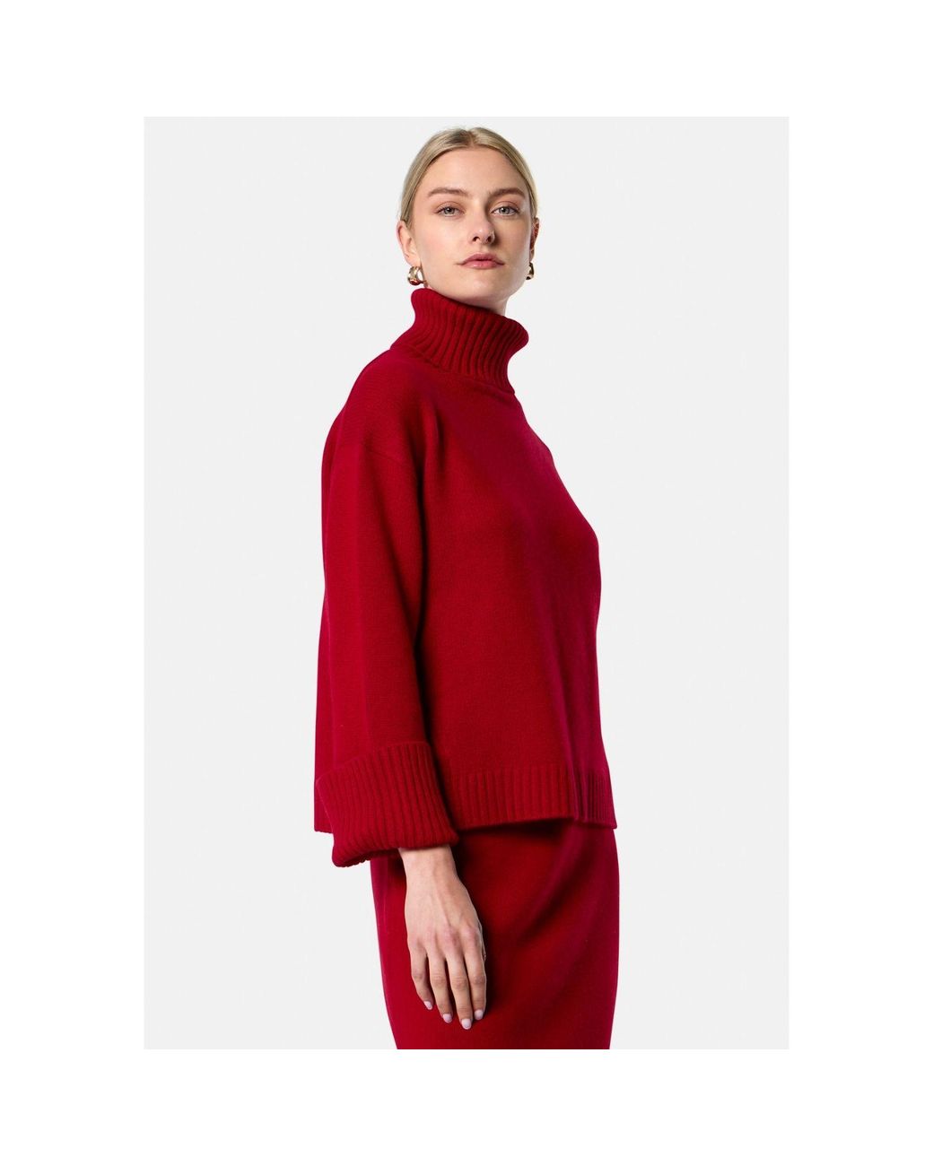 Helen Mcalinden Red Carol Chunky Ruby Cashmere Roll-Neck Sweater